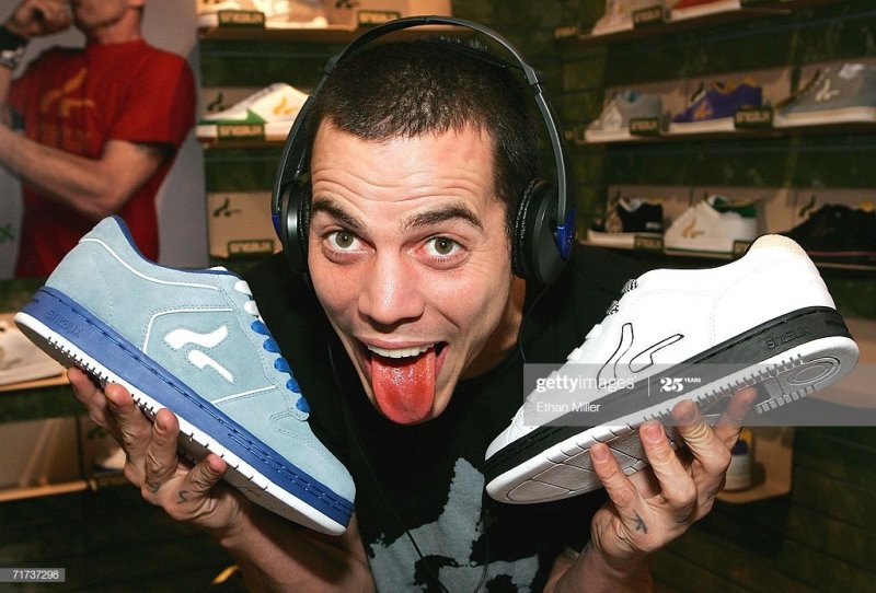 Actor Steve-O poses at the Sneaux Shoes booth at the MAGIC ...